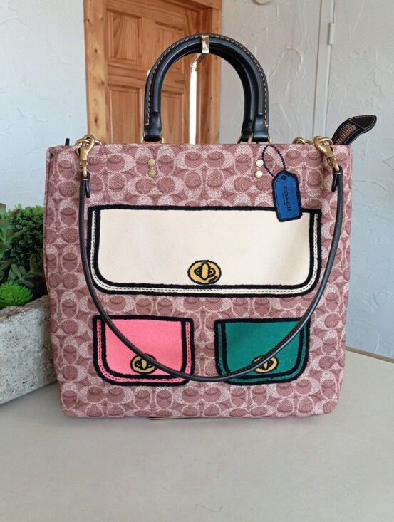 Coach Handbags - Coach Rogue Tote, Signature Canvas With Trompe L'oeil Print, Forever Collection
